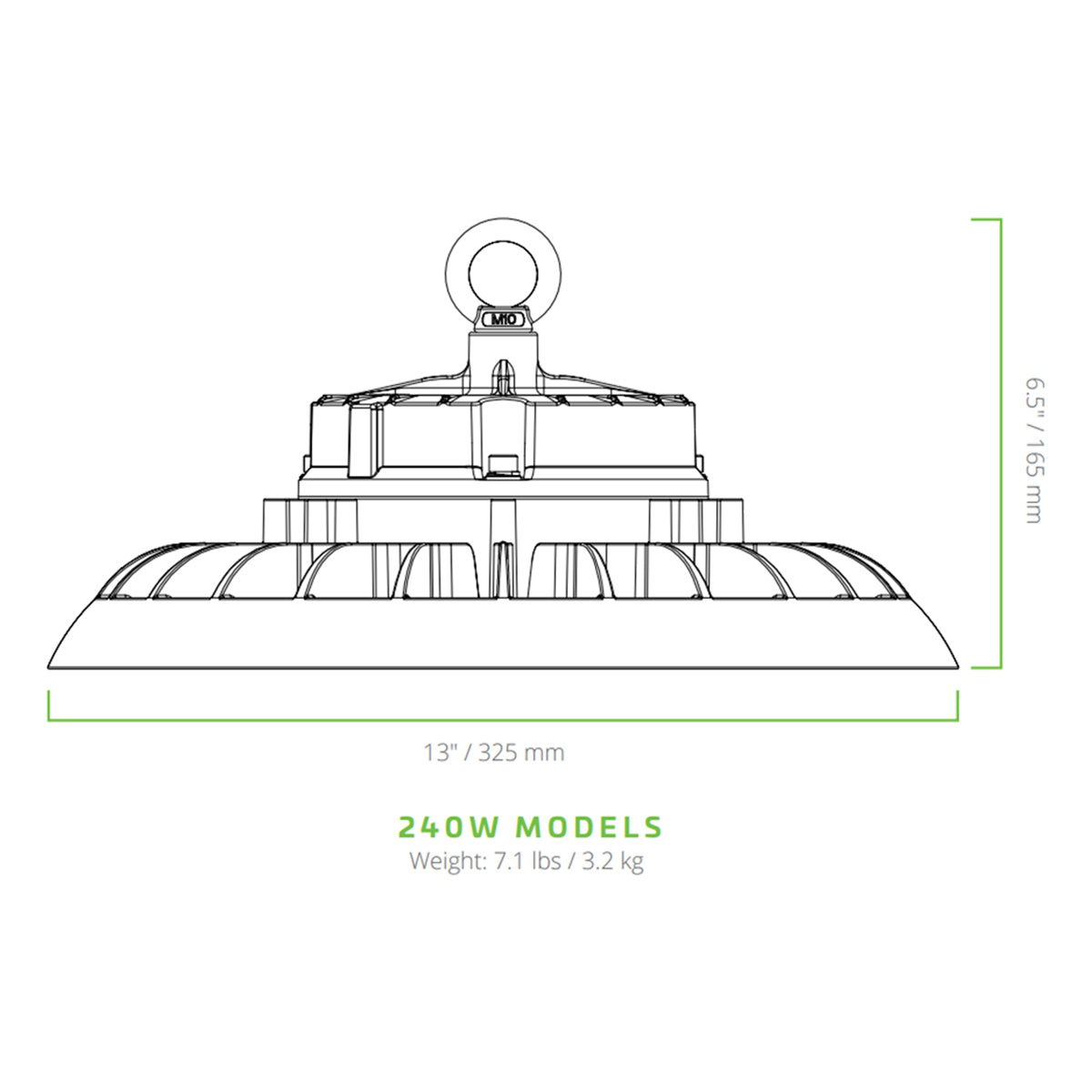 UFO High Bay LED Light, 240W, 36000 Lumens, 35K/40K/50K, 120-277V, White - Bees Lighting