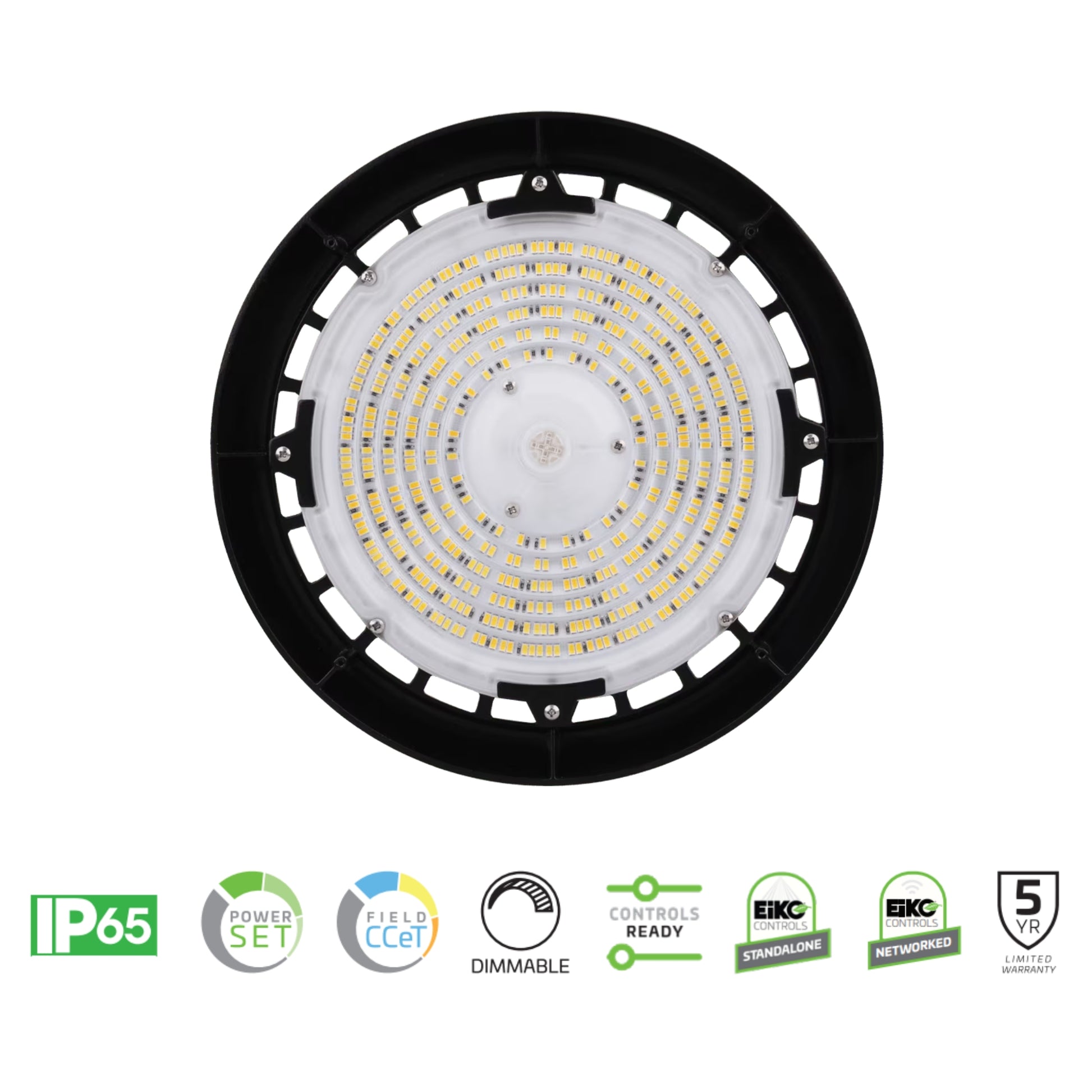 Eiko - UFO High Bay LED Light, 240W, 36000 Lumens, 35K/40K/50K, 120-277V, Black | Bees Lighting