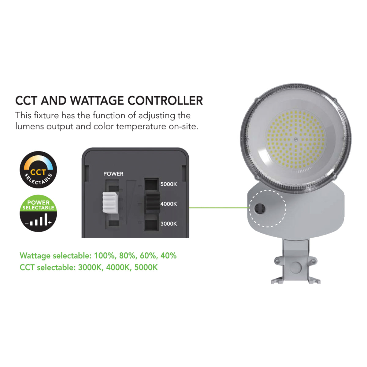 LED Dusk To Dawn Area Light, 80W, 12000Lm, 30K/40K/50K, 120-277V, Silver - Bees Lighting