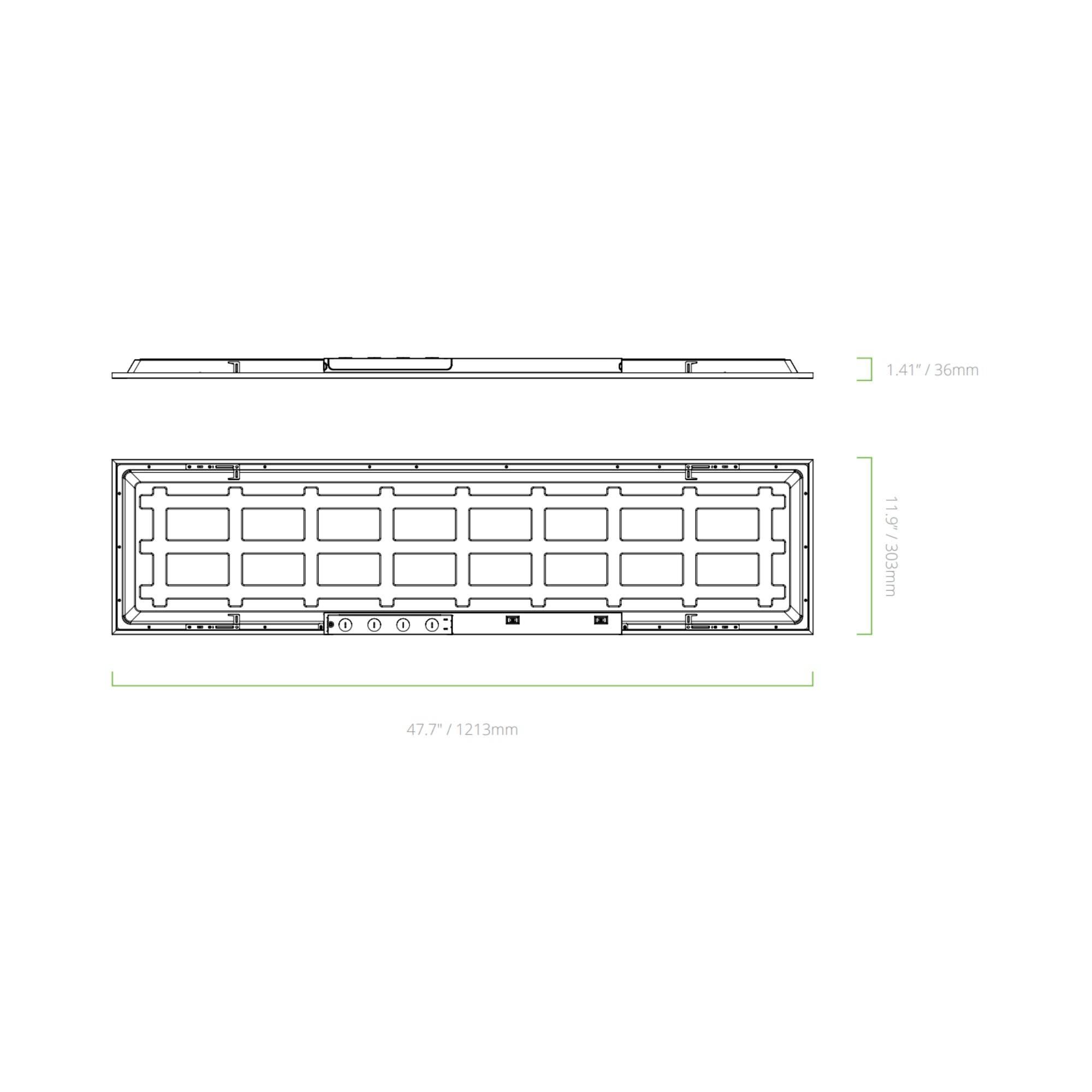 1x4 LED Flat Panel Light, 5000 Lumens, 40W, 35K/40K/50K, 120-277V