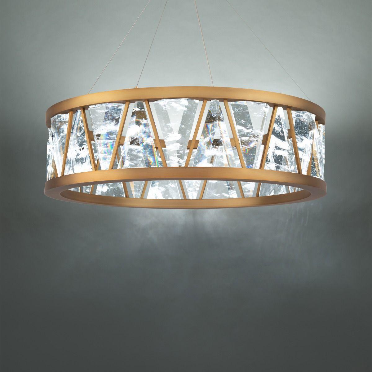Corinth 32 in. LED Pendant Light Selectable CCT Brass Finish