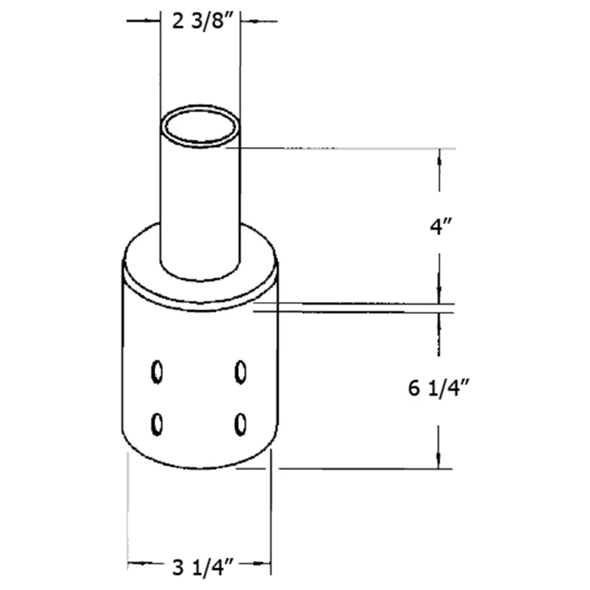 Poles Pole Adaptor For 2 3/8 Inches Tenon To 3 Inches Round Pole, Bronze Finish - Bees Lighting
