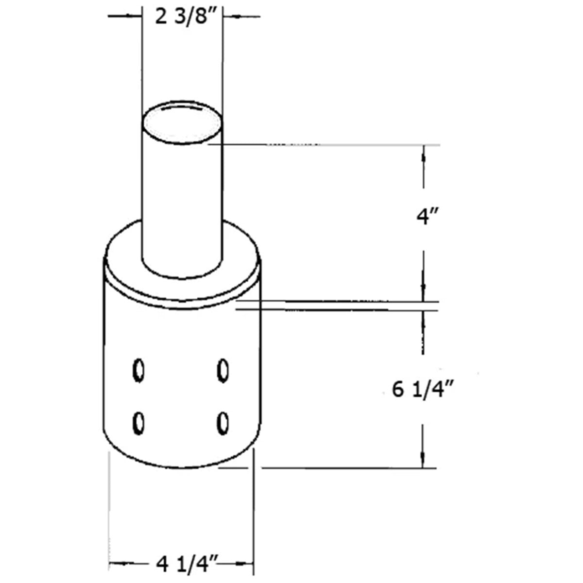 RAB Lighting BRAD4 Poles Pole Adaptor For 2 3/8 Inches Tenon To 4 Inches Round Pole, Bronze Finish - Bees Lighting