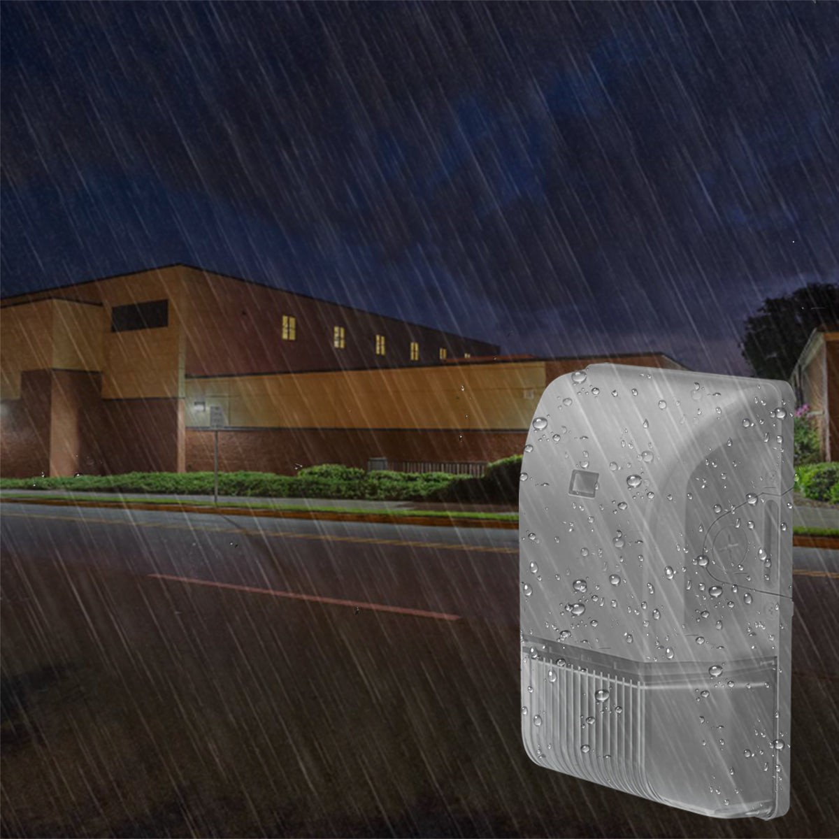 LED Mini Wall Pack With Photocell, 30W, 4300 Lumens, 30K/40K/50K, 120-277V, White - Bees Lighting