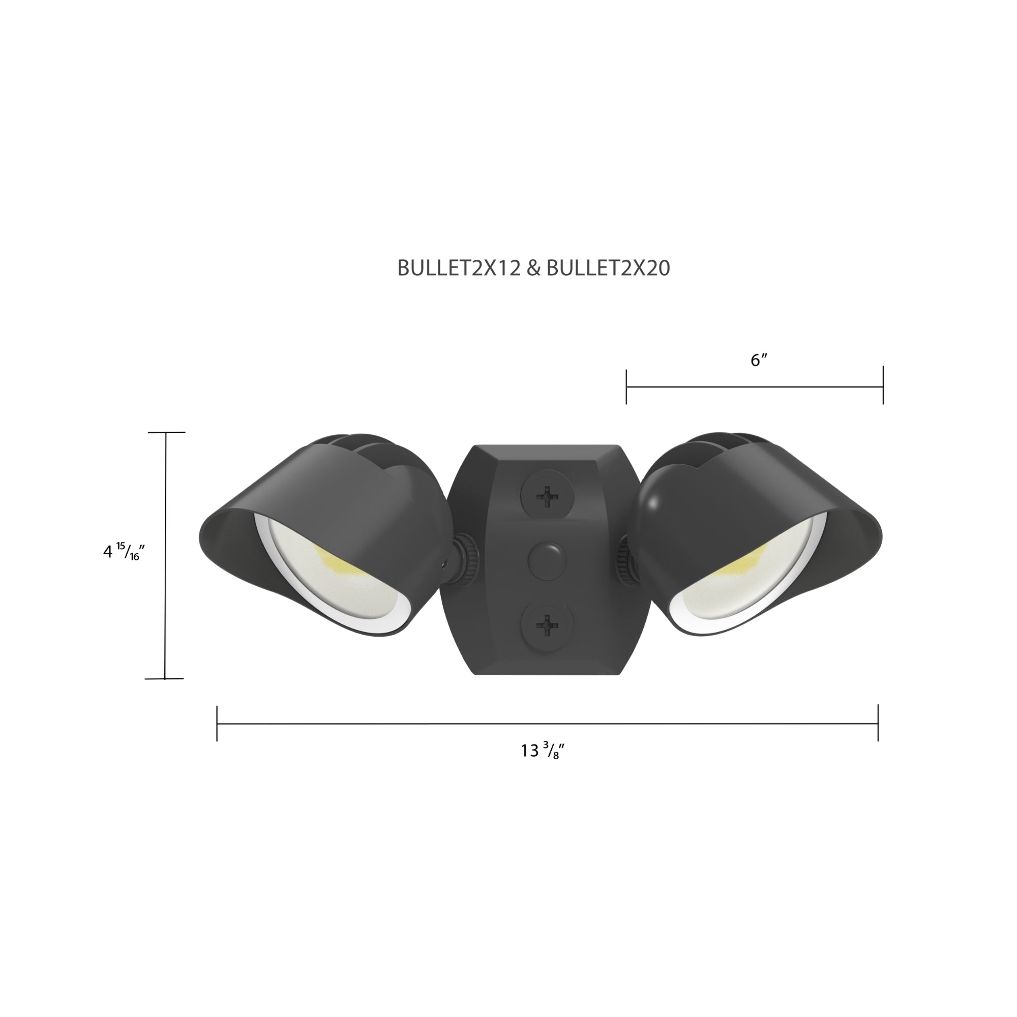 RAB BULLET2X20B Field Adjustable Flood Light 40W 4190 Lumens Selectable CCT 120-277V Black