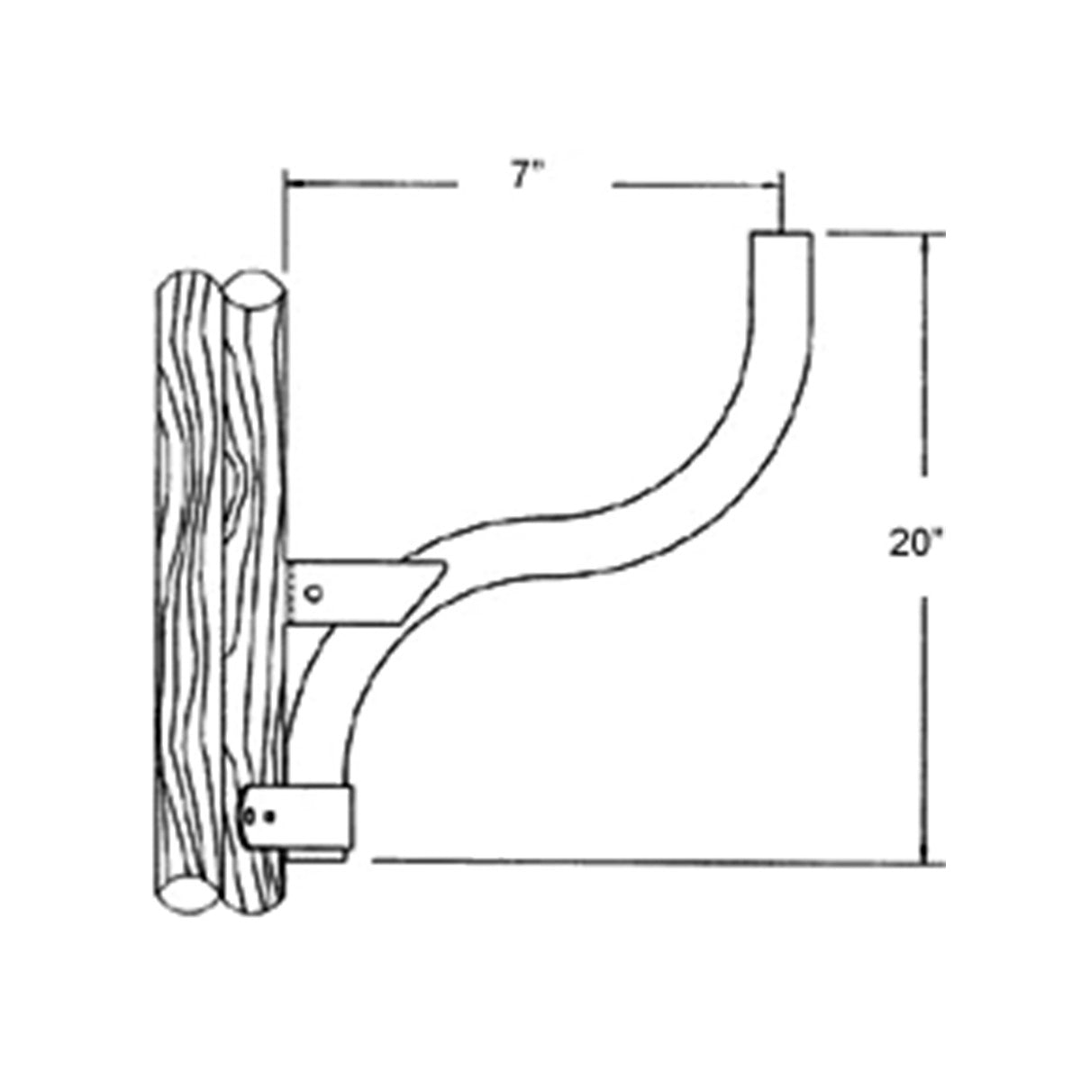 Poles Wood Mount S Bracket 7 Inches Slipfitter, Galvanized steel Finish - Bees Lighting