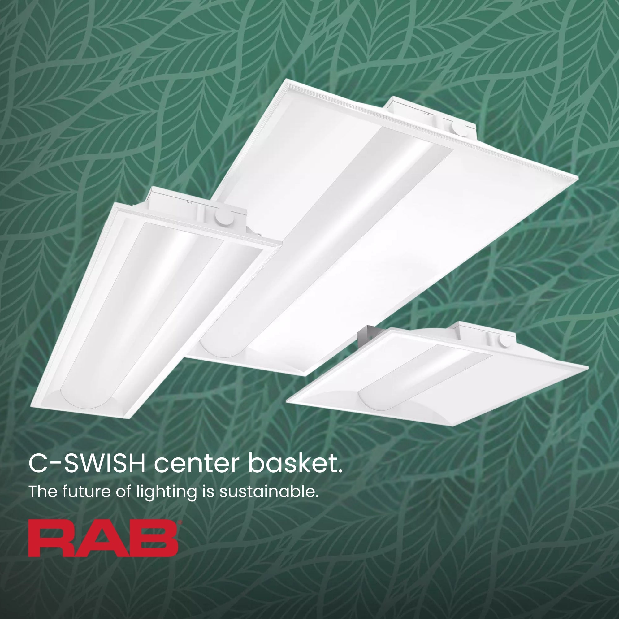 RAB C-SWISH2X4 2x4 LED Troffer 4884 Lumens 40W Selectable 35K/40K/50K 120-277V Battery Backup White