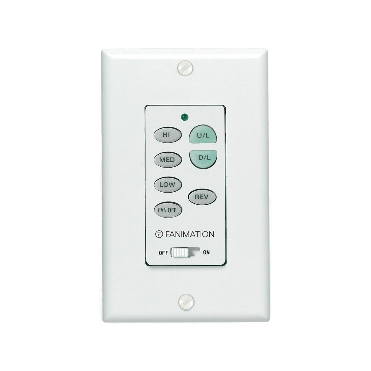 3-Speed Ceiling Fan And Up/Down Light Wall Control, Reversing Switch, White Finish