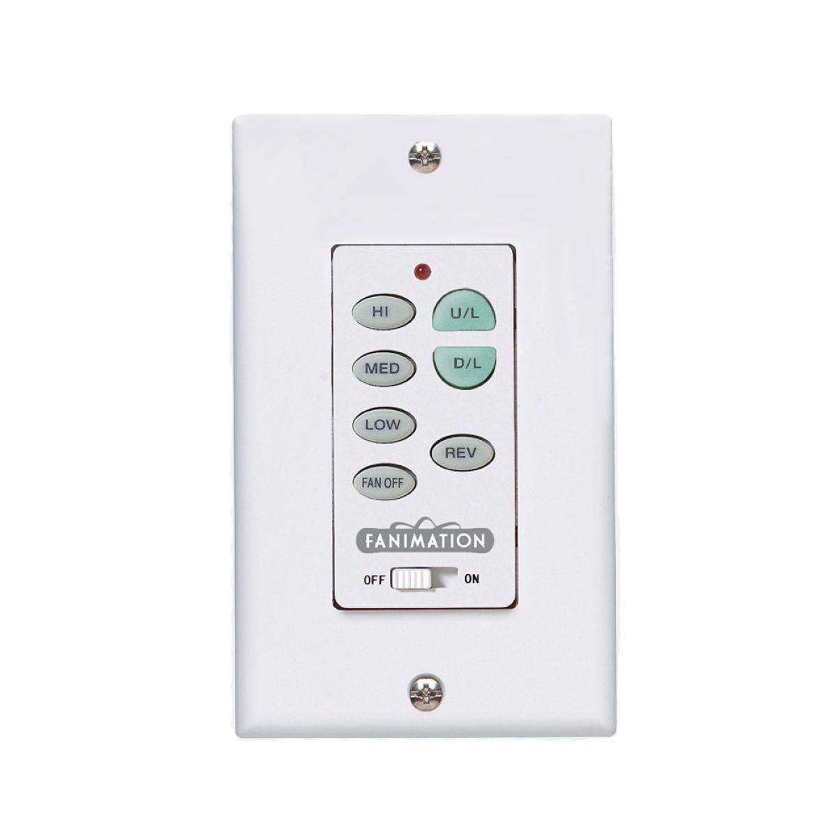 3-Speed Ceiling Fan And Up/Down Light Wall Control, Reversing Switch, White Finish