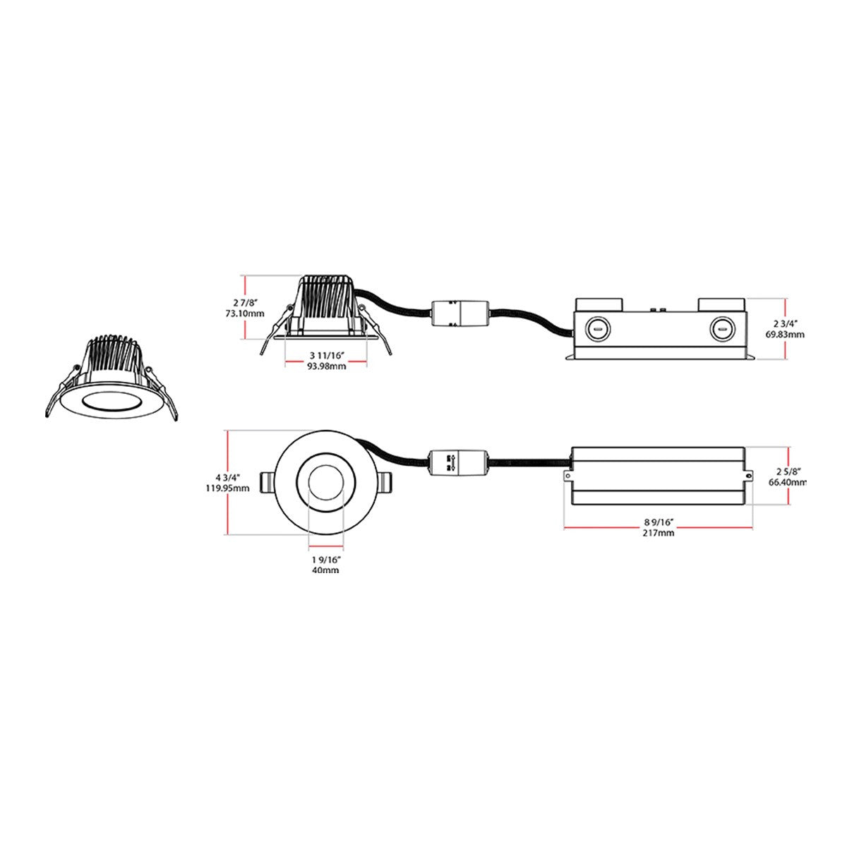 4" Deep Regress Commercial Downlight, 850 Lm, 4-CCT, White Finish - Bees Lighting