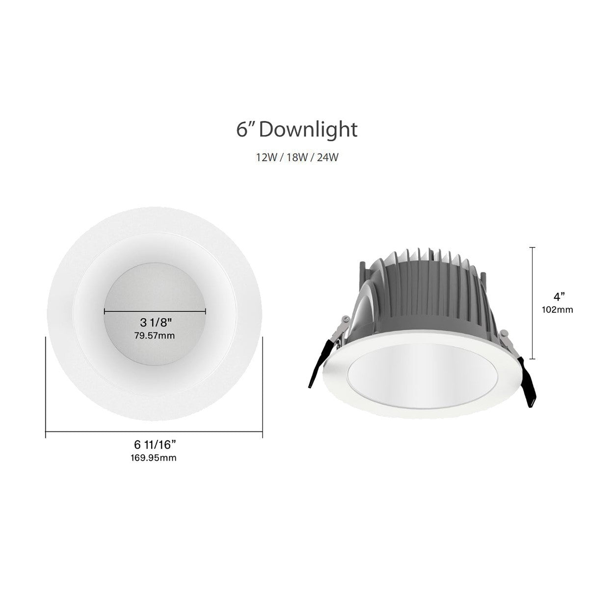 6" Deep Regress Commercial Downlight, 2000 Lm, 4-CCT, White Finish - Bees Lighting