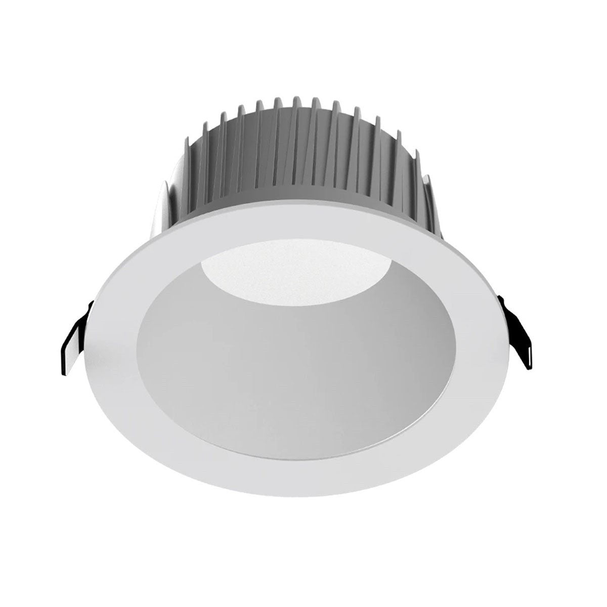 8 Inch LED Deep Regress Commercial Downlight, Field Adjustable 34/46/59W, 2400/3200/4000 Lumens, 30/35/40/50K, Smooth Trim, Matte Silver Finish