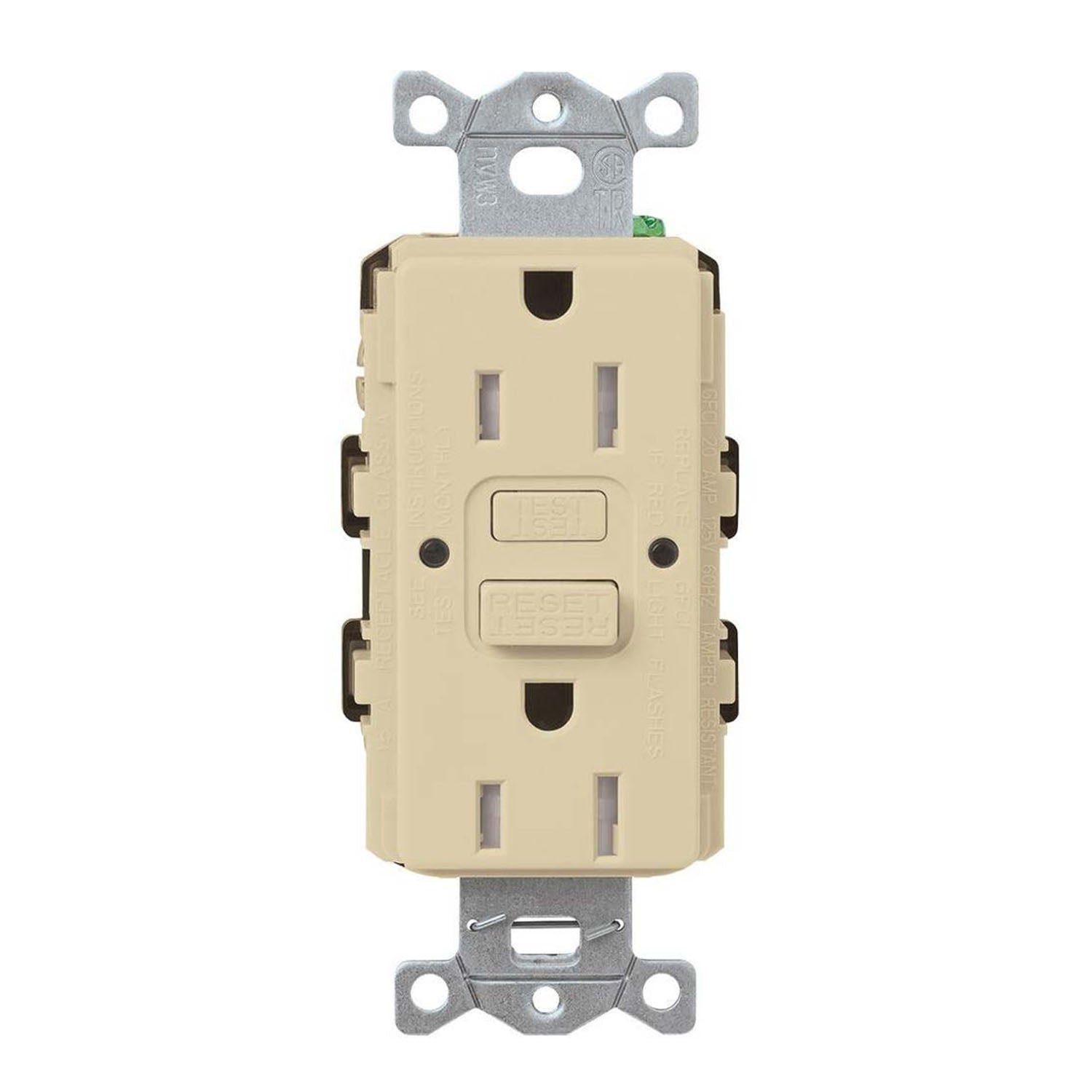 Lutron CAR-15-GFST Claro Tamper-Resistant Self-Testing 15A GFCI Receptacle - Bees Lighting
