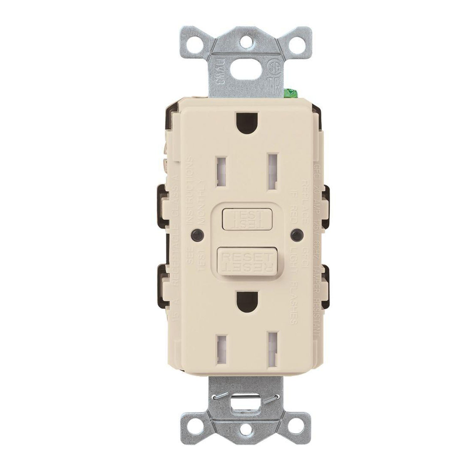 Lutron CAR-15-GFST Claro Tamper-Resistant Self-Testing 15A GFCI Receptacle - Bees Lighting