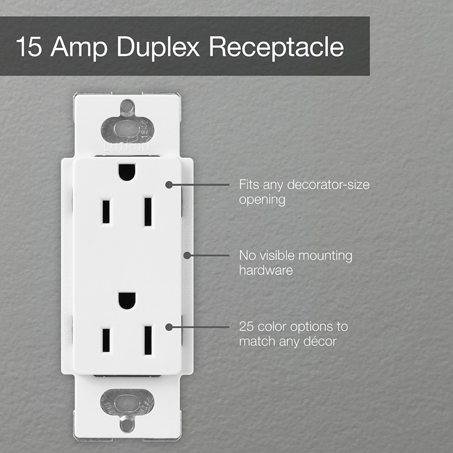 Claro 15 Amp Duplex Outlet, Black - Bees Lighting