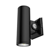3" Black LED Cylinder Wall Light, 10W, 1000lm, Up/Down, Selectable CCT, 120-277V