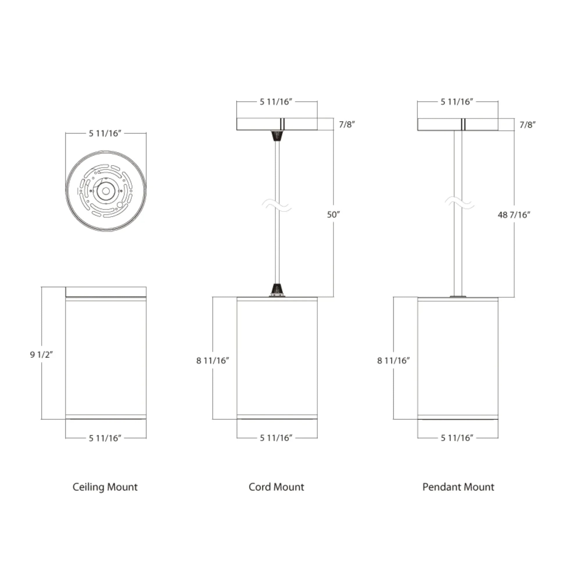 6" Bronze LED Cylinder Surface/Pendant Light, 30W, 2700lm, Selectable CCT, 120-277V