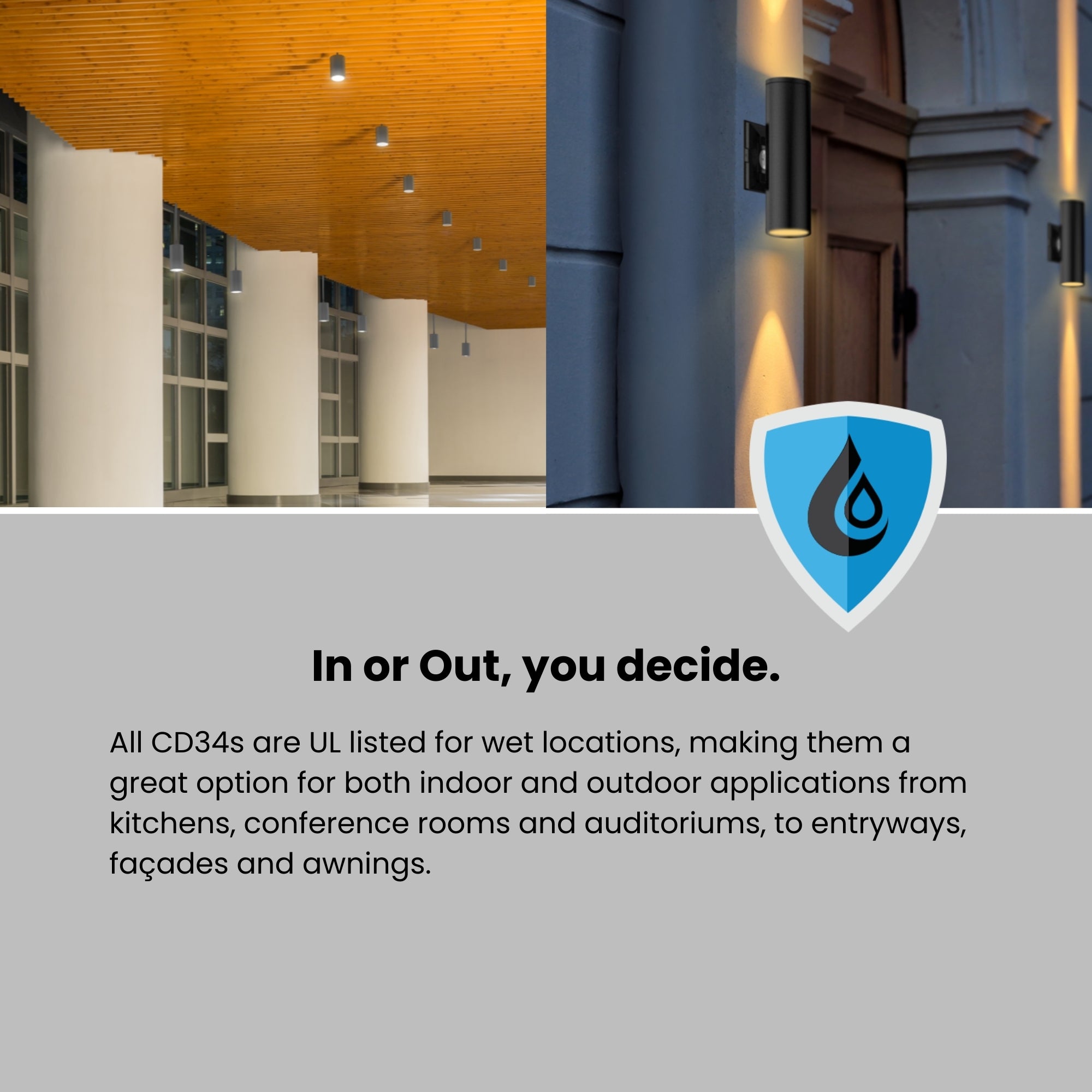 6" White LED Cylinder Wall Light, 36W, 3300lm, Up/Down, Selectable CCT, 120-277V