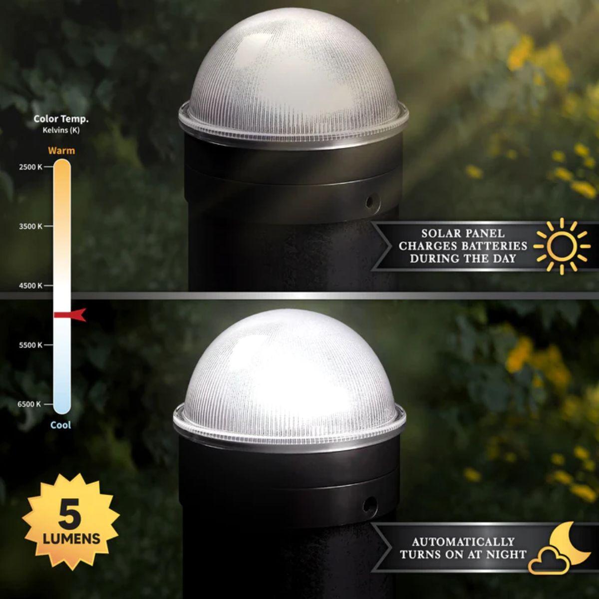 LED Solar Post Cap 5 Lumens 4500K (Pack Of 2) - Bees Lighting