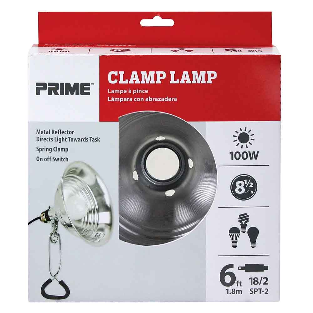 6ft Clamp Work Light With 8.5'' Aluminum Reflector up to 100-Watt E26 Socket, Bulb Not Included - Bees Lighting