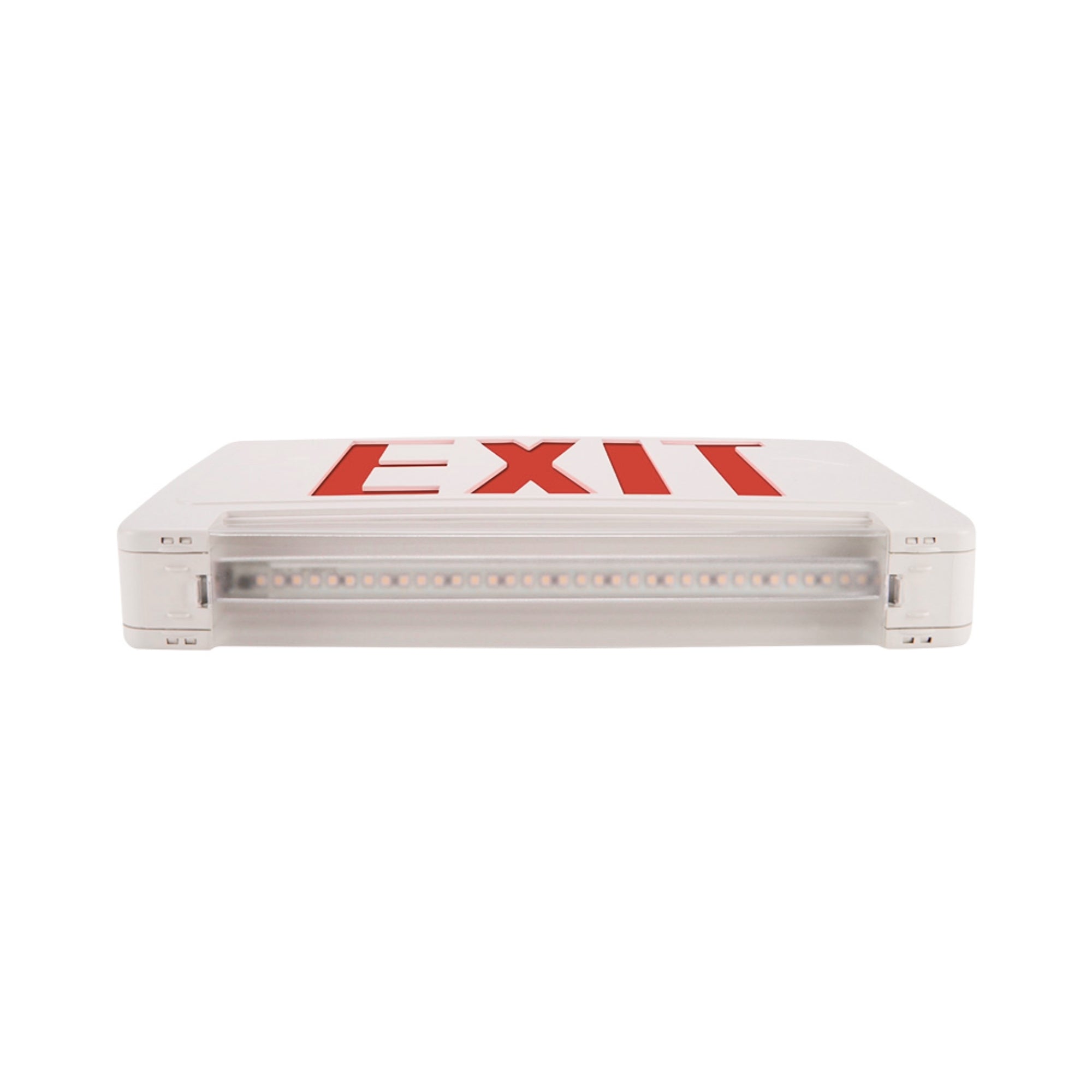 LED Combo Exit Sign, Single/Double Face, Red Letters, Black, Remote Capable - Bees Lighting