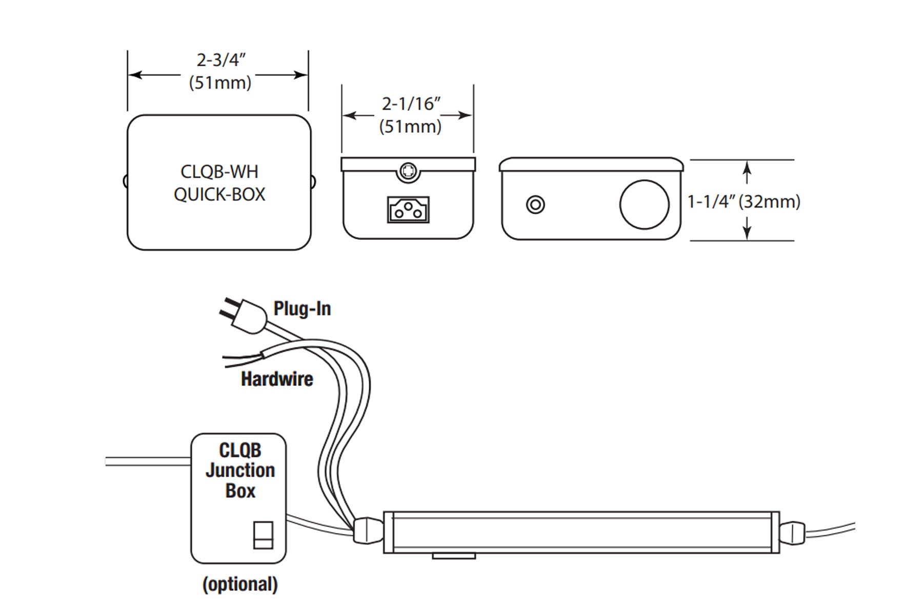 White Junction Box with Quick Connects for Covalinear LED Lightbar - Bees Lighting
