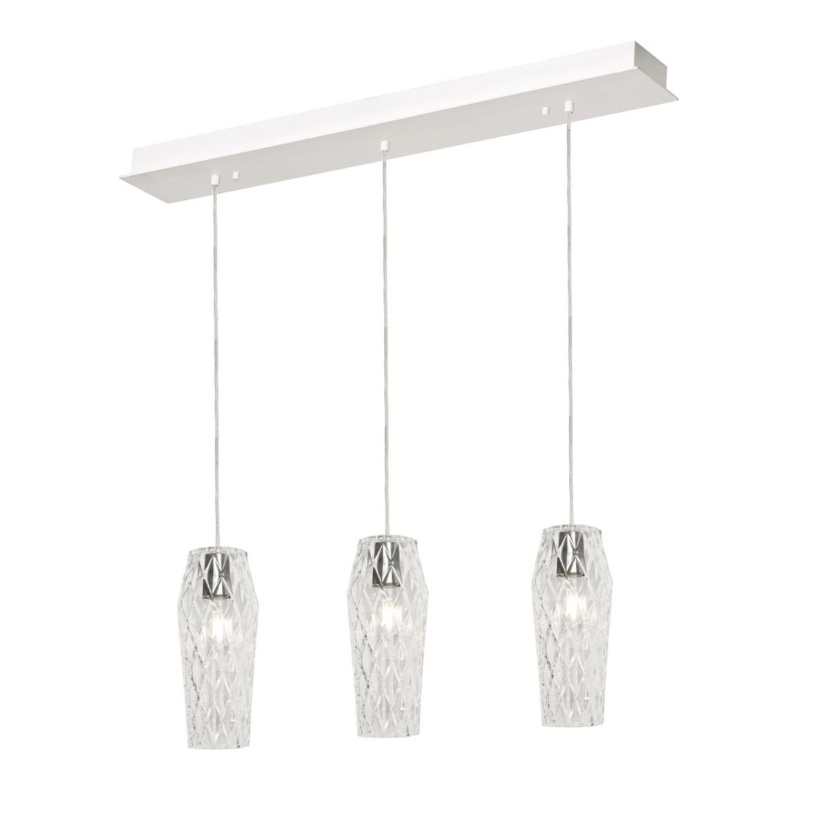 Candace 36 in. 3 Lights Pendant Light Satin Nickel Finish Clear Shade