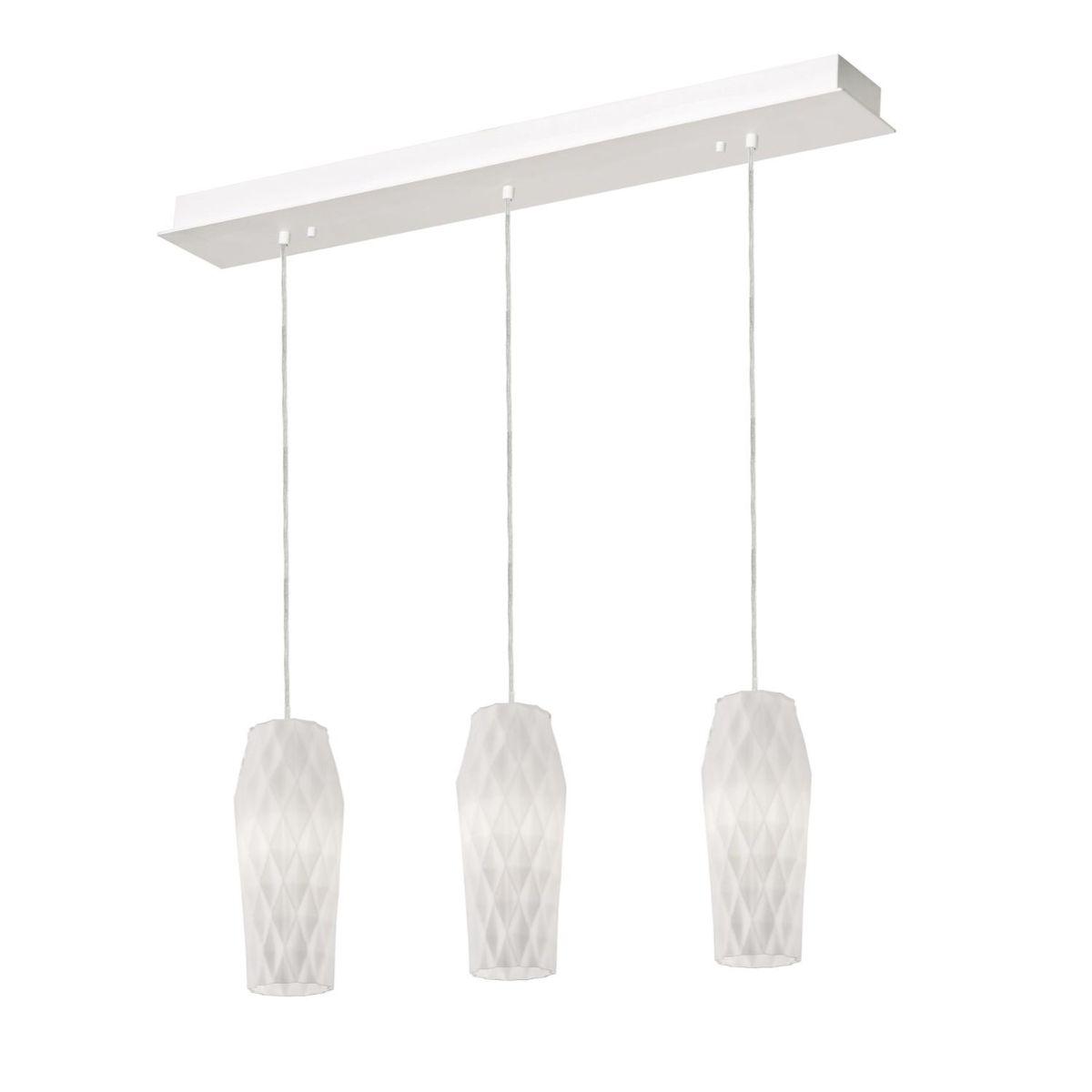 Candace 36 in. 3 Lights Pendant Light Satin Nickel Finish Opal Shade - Bees Lighting