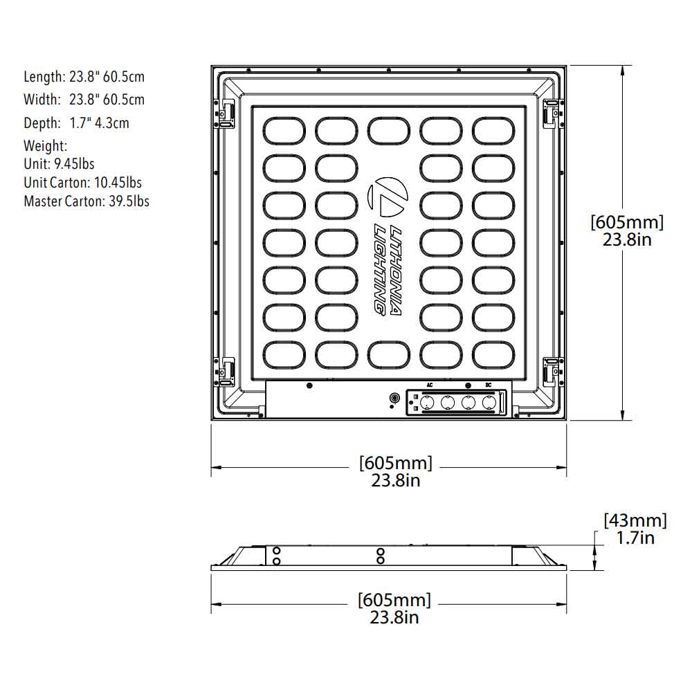 2x2 LED Flat Panel Troffer Light, 3200 Lumens, 32 Watts, 4000K, 120/277V (Case of 4)
