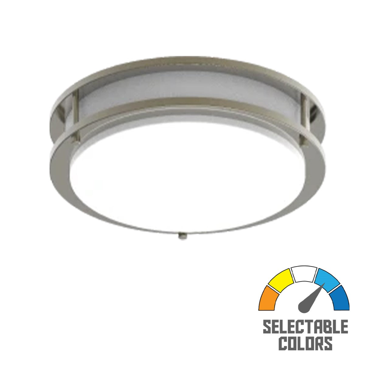 CRVFA 12 In. LED Flush Mount Light 120-277V Selectable CCT Brushed Nickel Finish - Bees Lighting