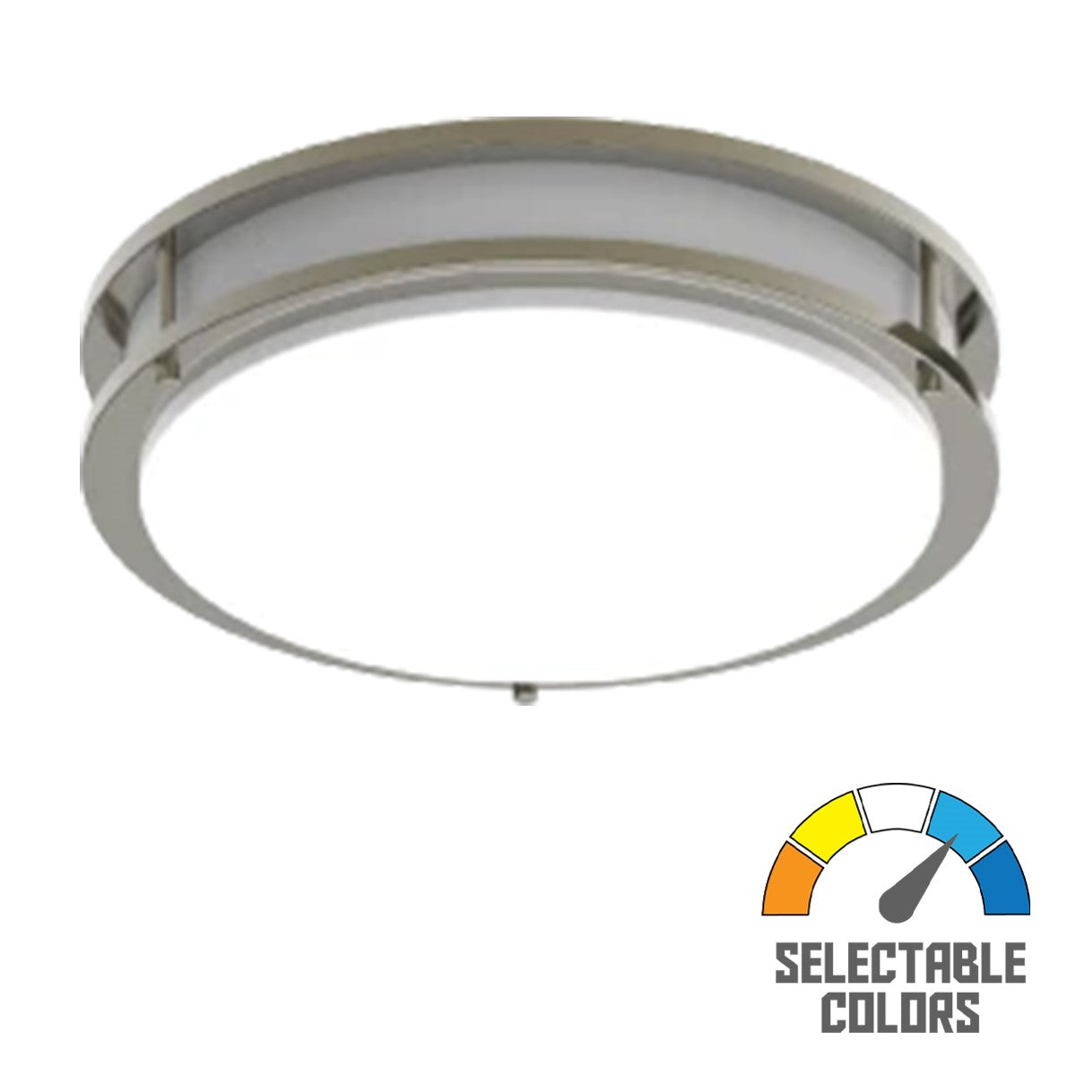 CRVFA 14 In. LED Flush Mount Light 120-277V Selectable CCT Brushed Nickel Finish - Bees Lighting