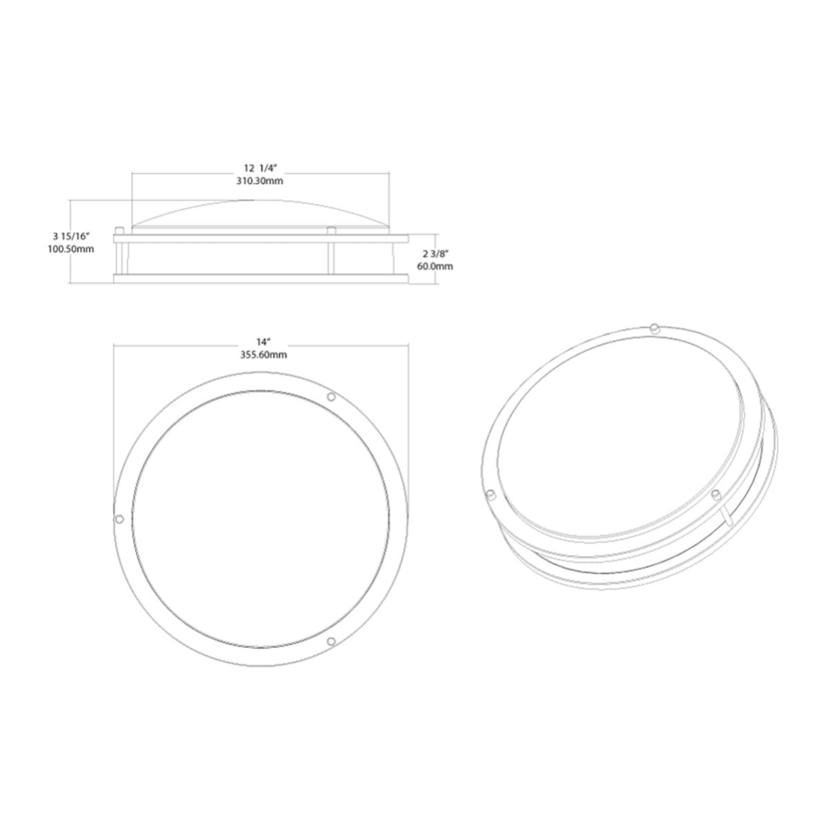 CRVFA 14 In. LED Flush Mount Light 120-277V Selectable CCT Brushed Nickel Finish - Bees Lighting