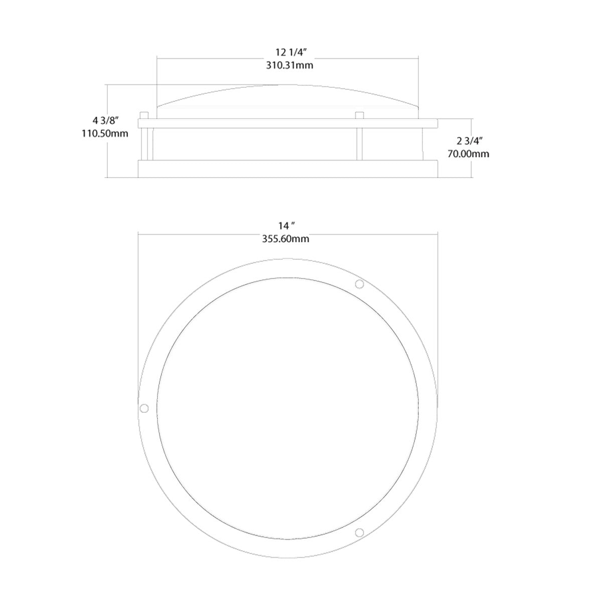 CRVFA 14 In. LED Flush Mount Mount Light 120-277V Battery Backup Selectable CCT Brushed Nickel Finish - Bees Lighting