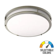 CRVFA 18 In. LED Flush Mount Mount Light 120-277V Battery Backup Selectable CCT Brushed Nickel Finish - Bees Lighting
