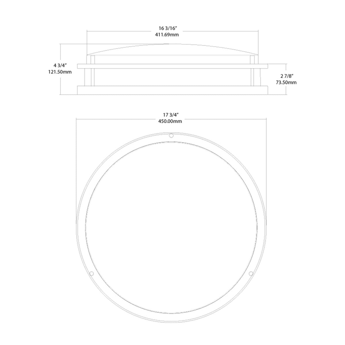 CRVFA 18 In. LED Flush Mount Mount Light 120-277V Battery Backup Selectable CCT Brushed Nickel Finish - Bees Lighting