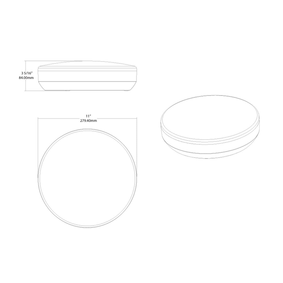 CRVFA 11 In. LED Drum Light 120-277V Selectable CCT White Finish - Bees Lighting