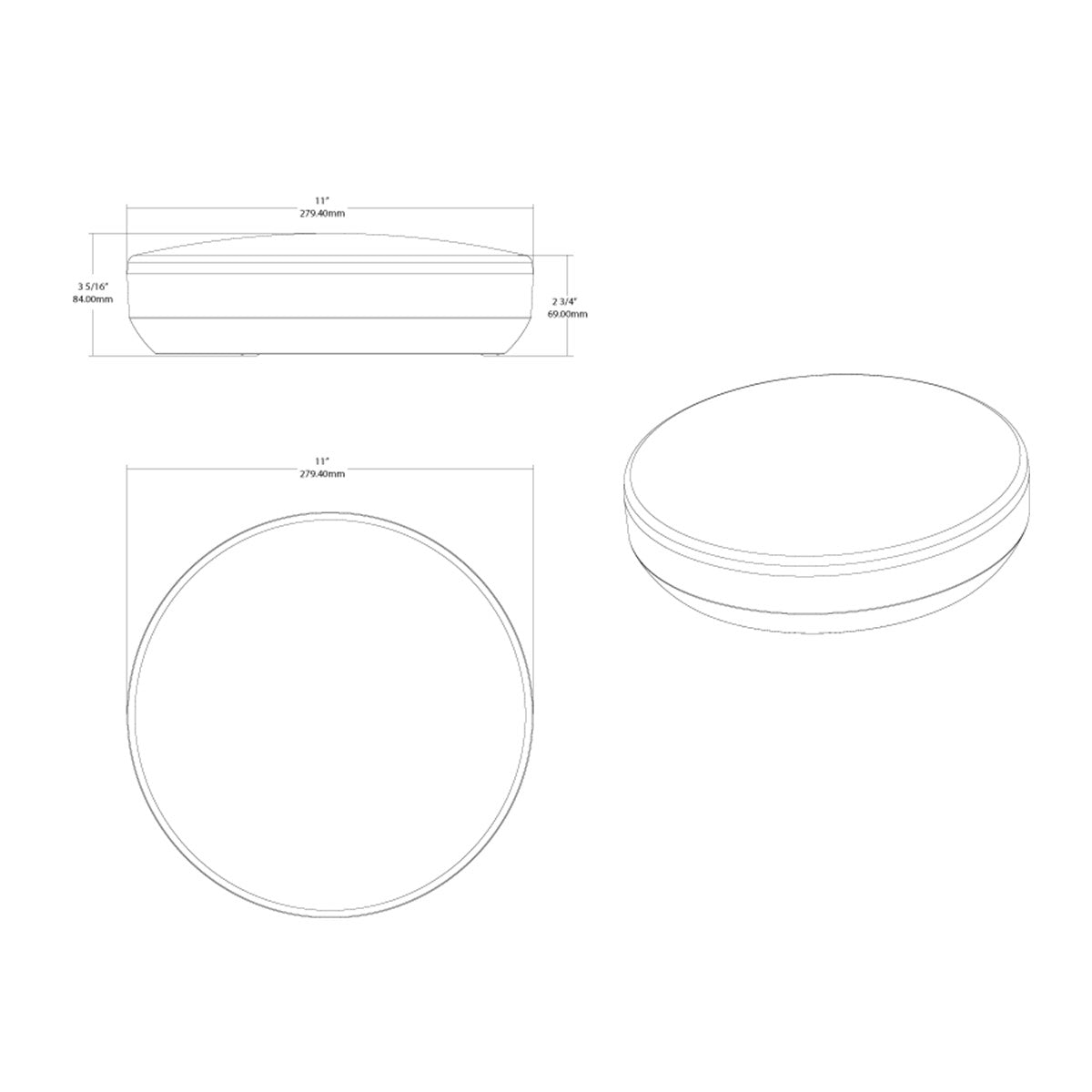 CRVFA 11 In. LED Drum Light 120-277V Battery Backup Selectable CCT White Finish - Bees Lighting