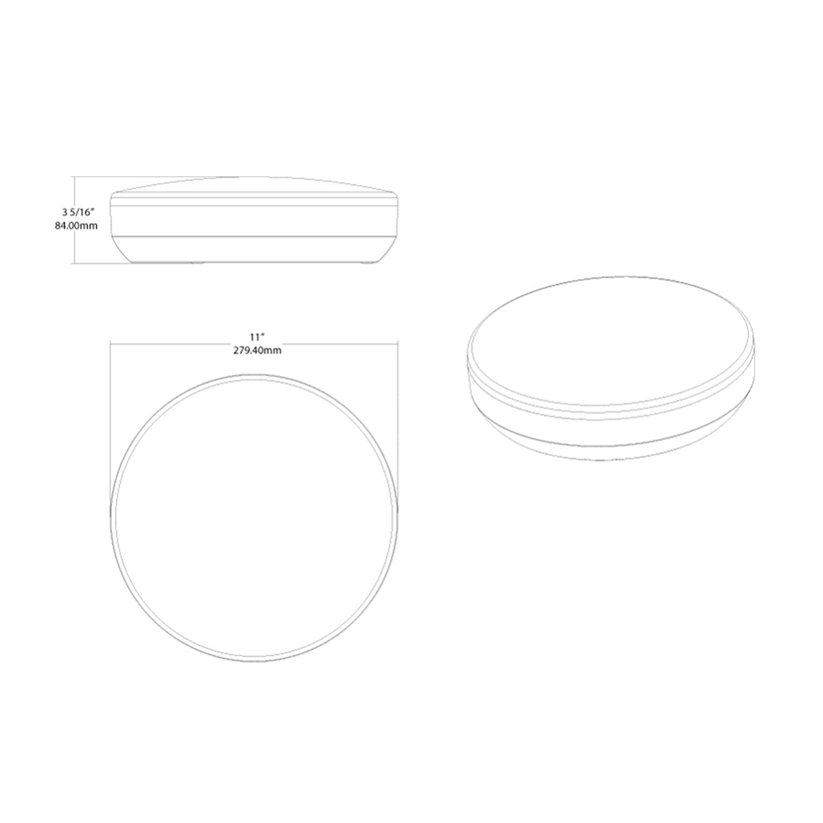 CRVFA 11 In. LED Drum Light 120-277V Selectable CCT White Finish - Bees Lighting