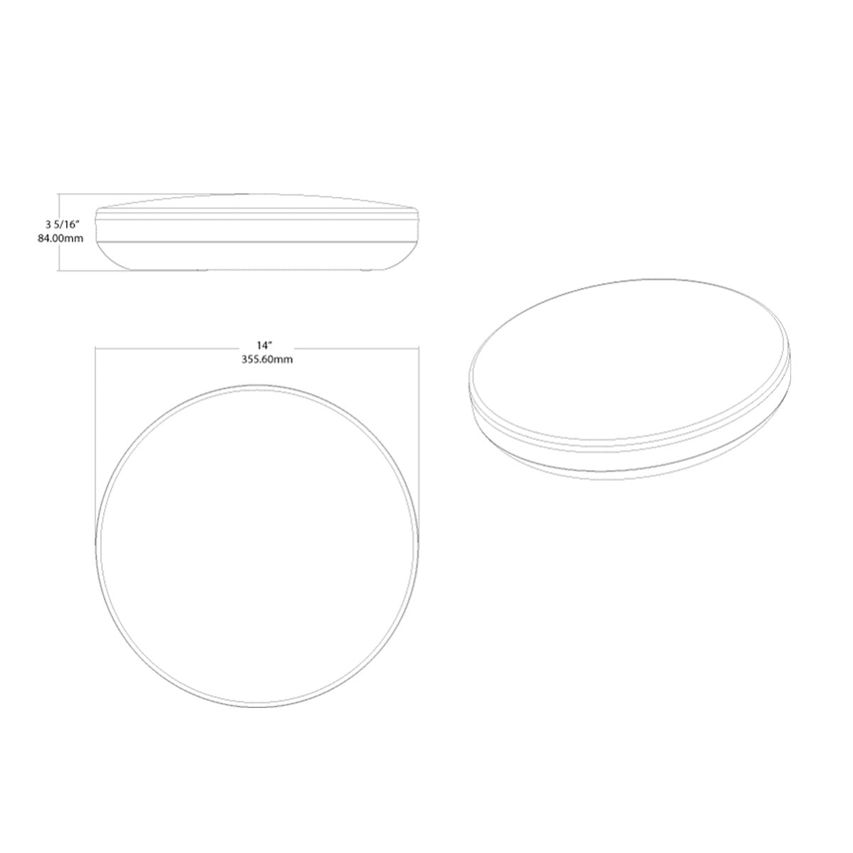 CRVFA 14 In. LED Drum Light 120-277V Selectable CCT White Finish - Bees Lighting