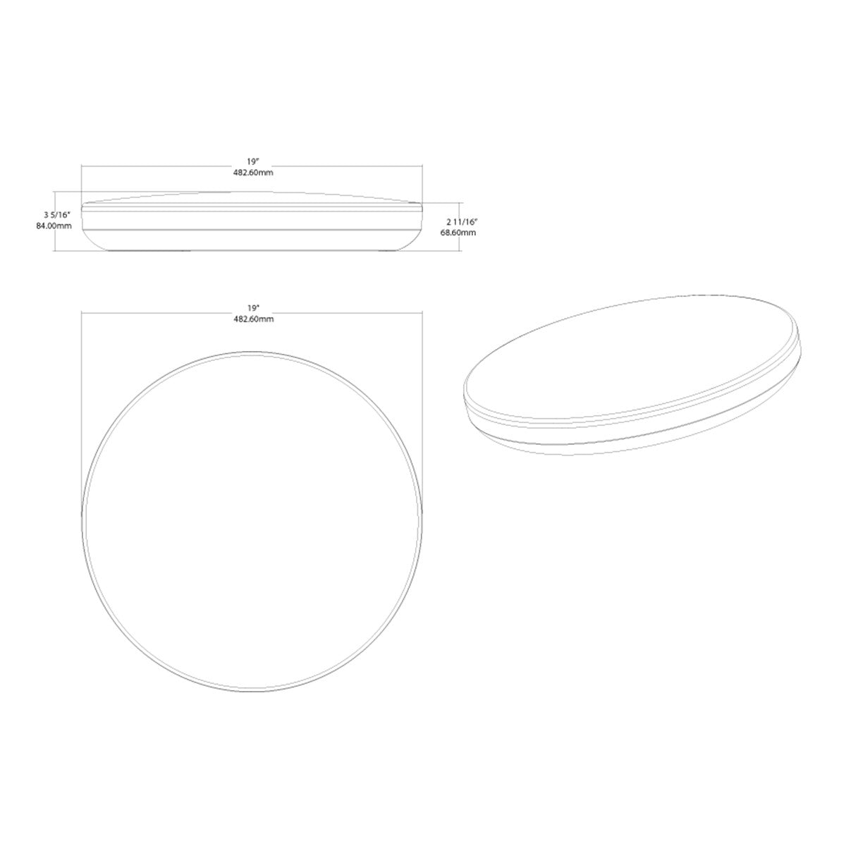 CRVFA 19 In. LED Drum Light 120-277V Battery Backup Selectable CCT White Finish - Bees Lighting