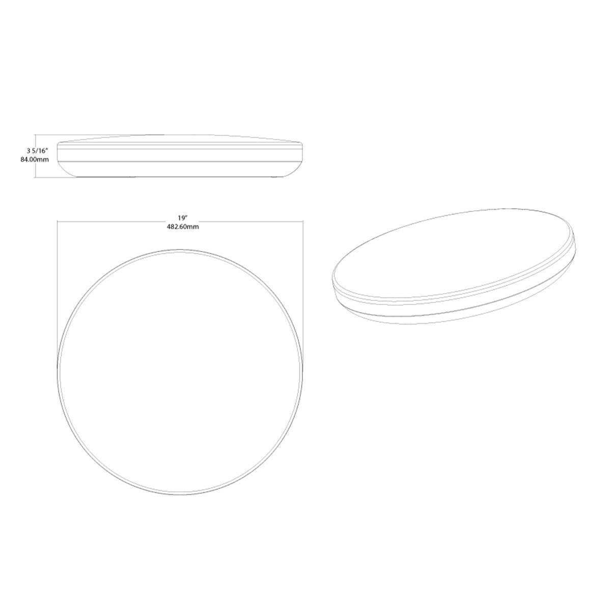 CRVFA 19 In. LED Drum Light 120-277V Selectable CCT White Finish - Bees Lighting
