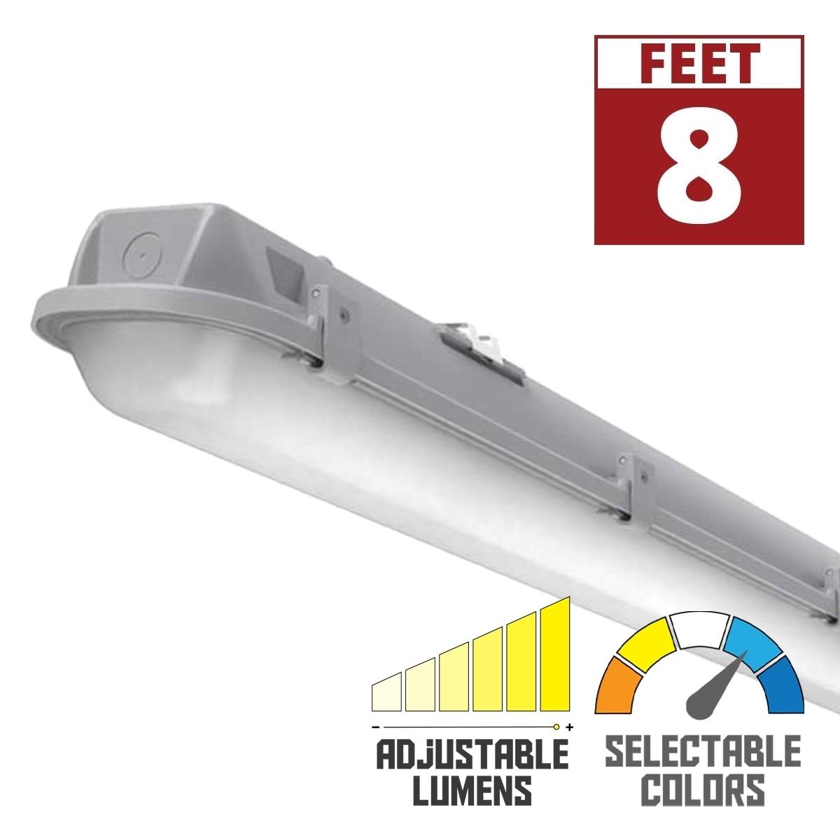 8ft LED Vapor Tight Fixture Strips 88 Watts Adjustable 10,300 Lumens 35K/40K/50K 120-277V