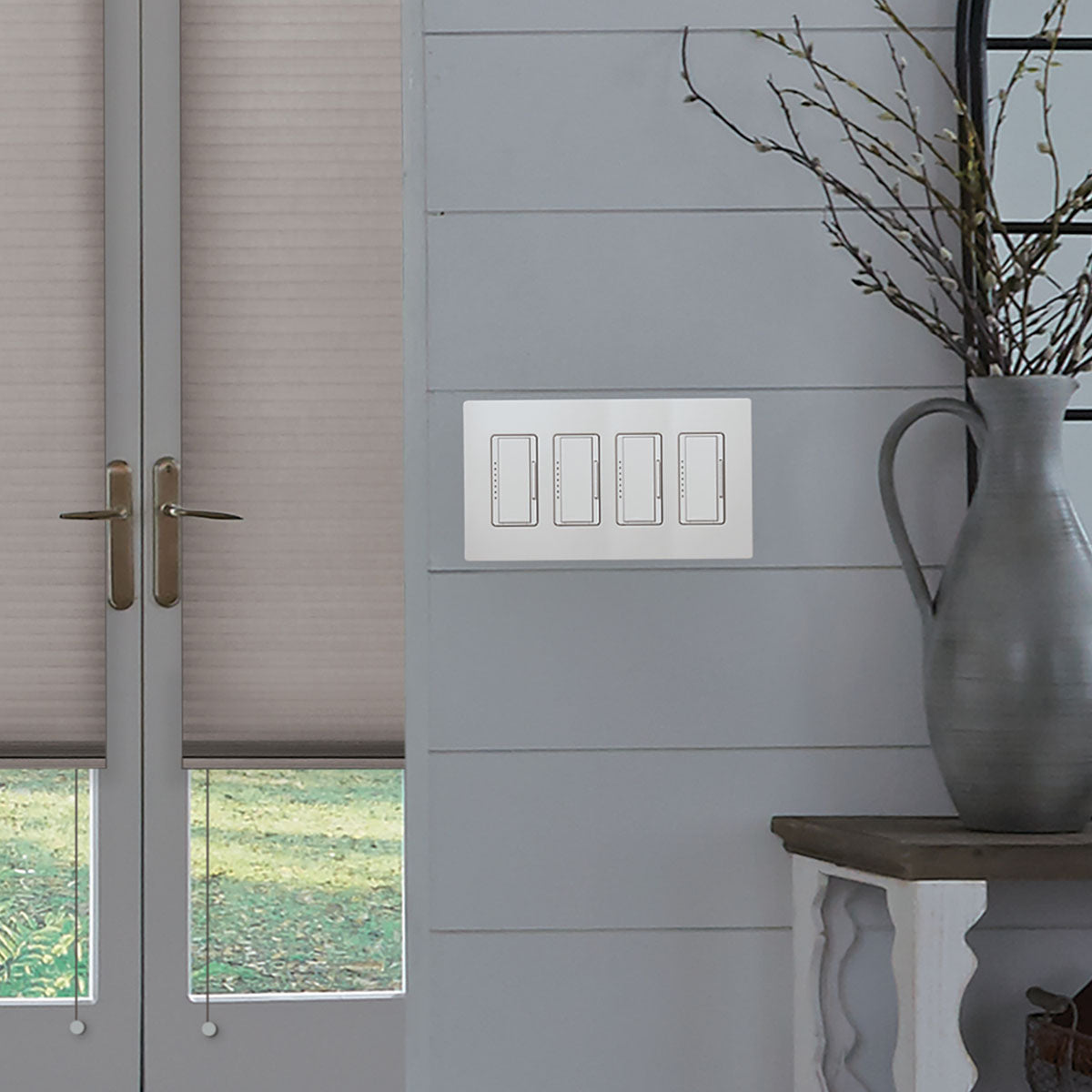 Claro 4-Gang Decorator Rocker Wall Plate, Light Almond - Bees Lighting