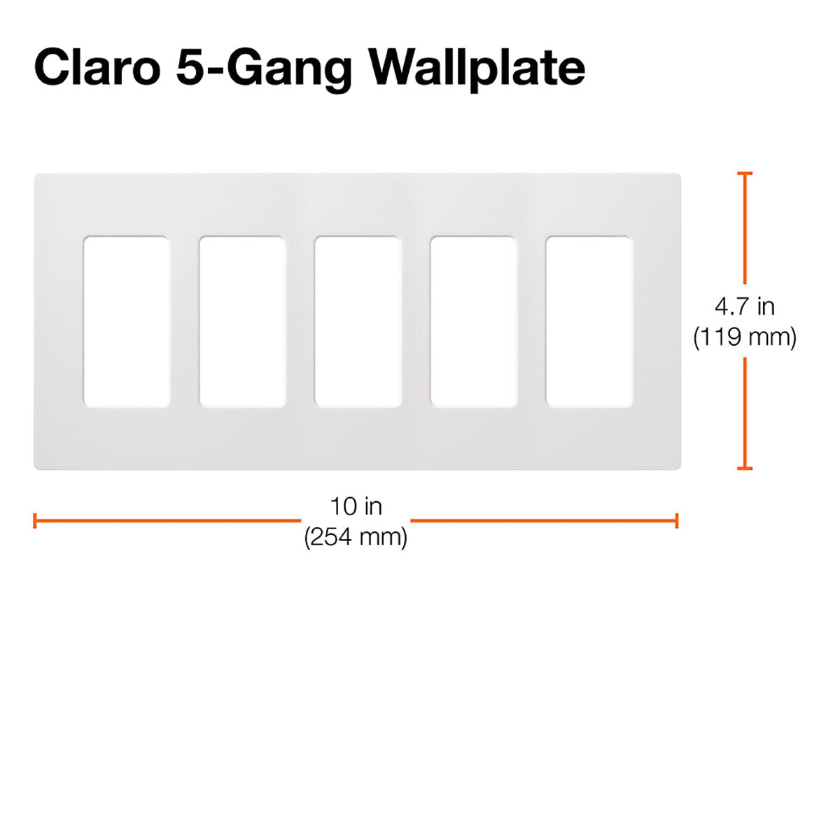 Claro 5-Gang Decorator Rocker Wall Plate, Black - Bees Lighting