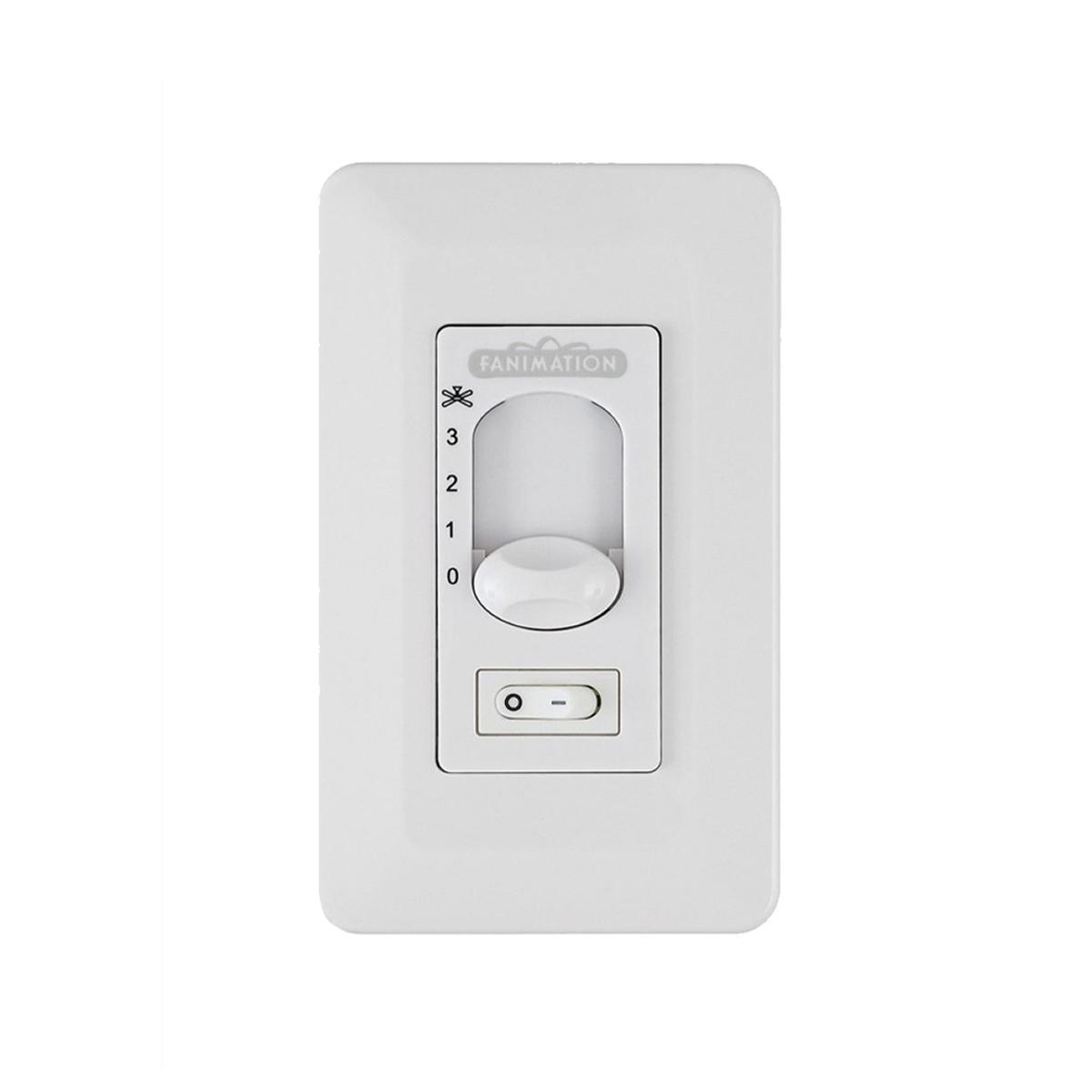 3-Speed Ceiling Fan And Toggle ON/OFF Light Wall Control, White Finish