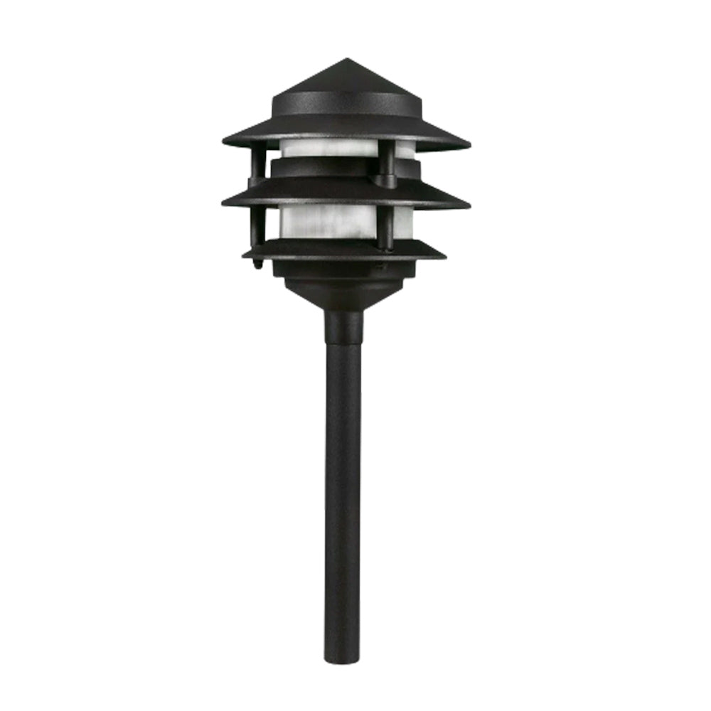 12V Landscape LED Bollard Pagoda Light 10" 3W Aluminum 160 Lumens 3000K Black - Bees Lighting