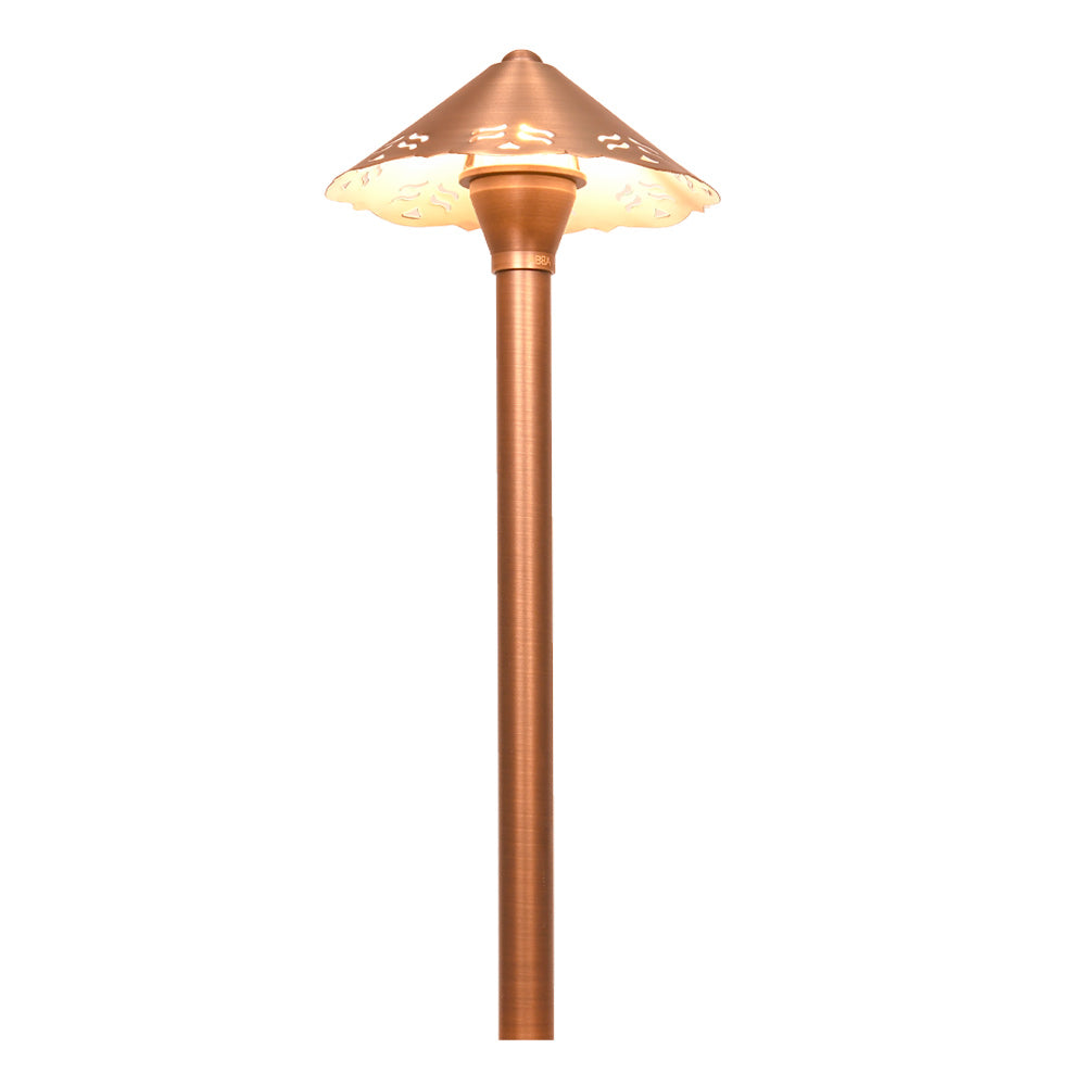 LED Brass Mushroom Path Light, Natural Brass - Bees Lighting