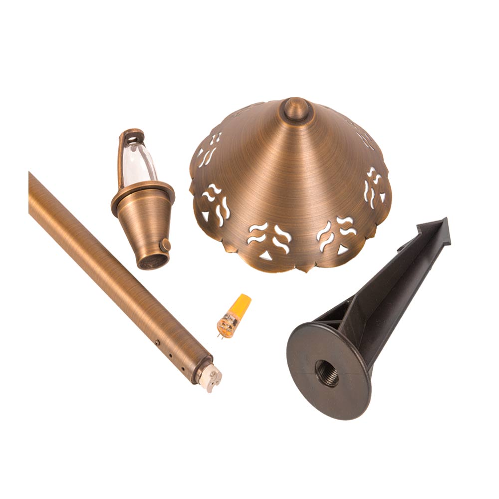 LED Brass Mushroom Path Light, Natural Brass - Bees Lighting