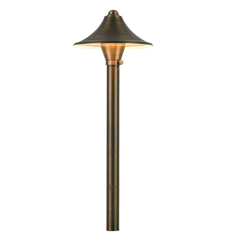 12V Landscape Cone Hat LED Path Light 19" 3W 3000K Brass