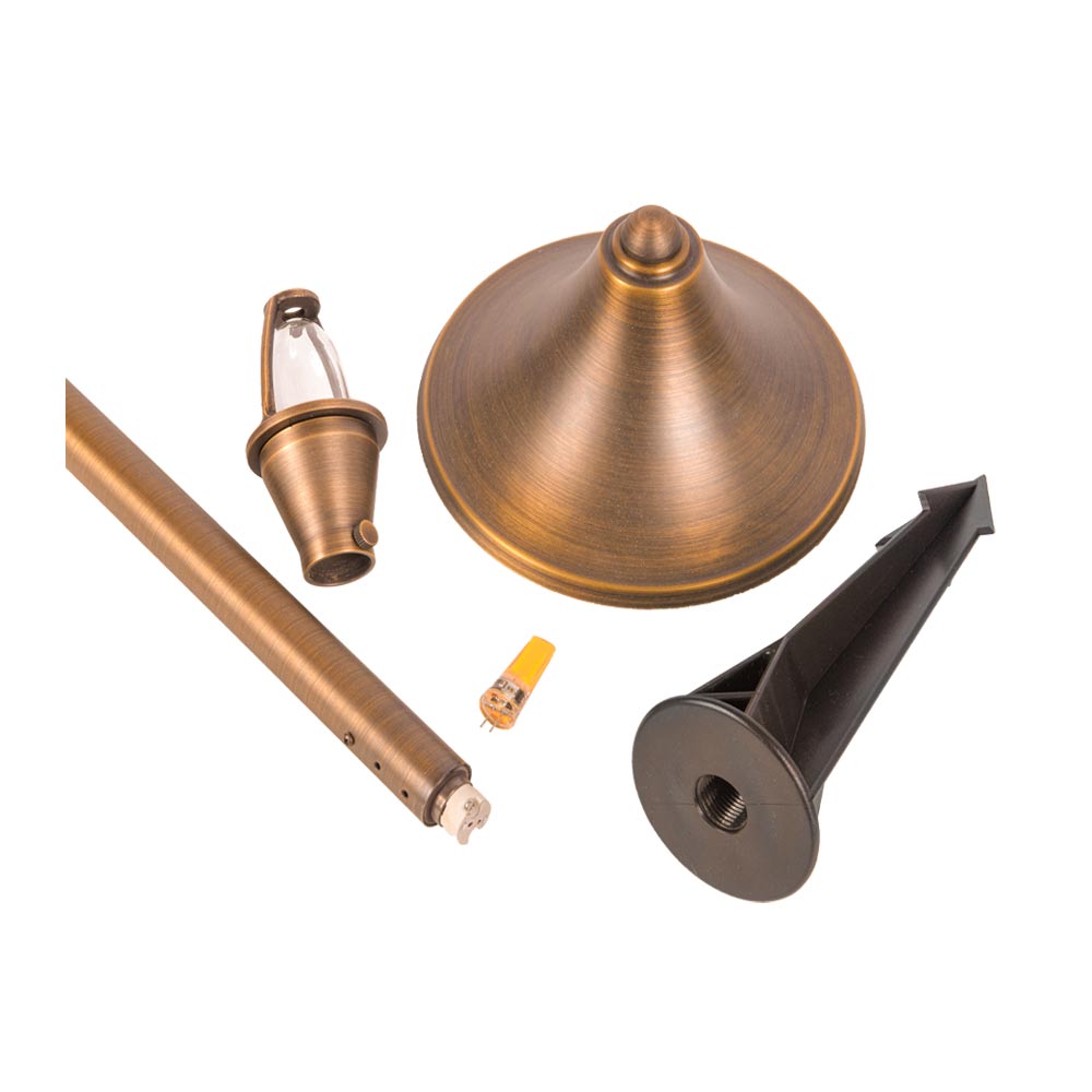 LED Brass Cone Path Light, Natural Brass - Bees Lighting